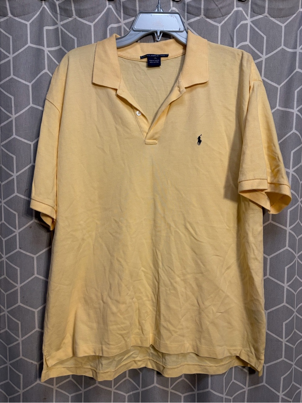 Ralph Lauren Men's Short Sleeve Polo in Pale Yellow with Navy Logo
